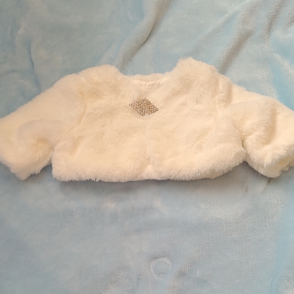 White Faux Fur Bolero Jacket